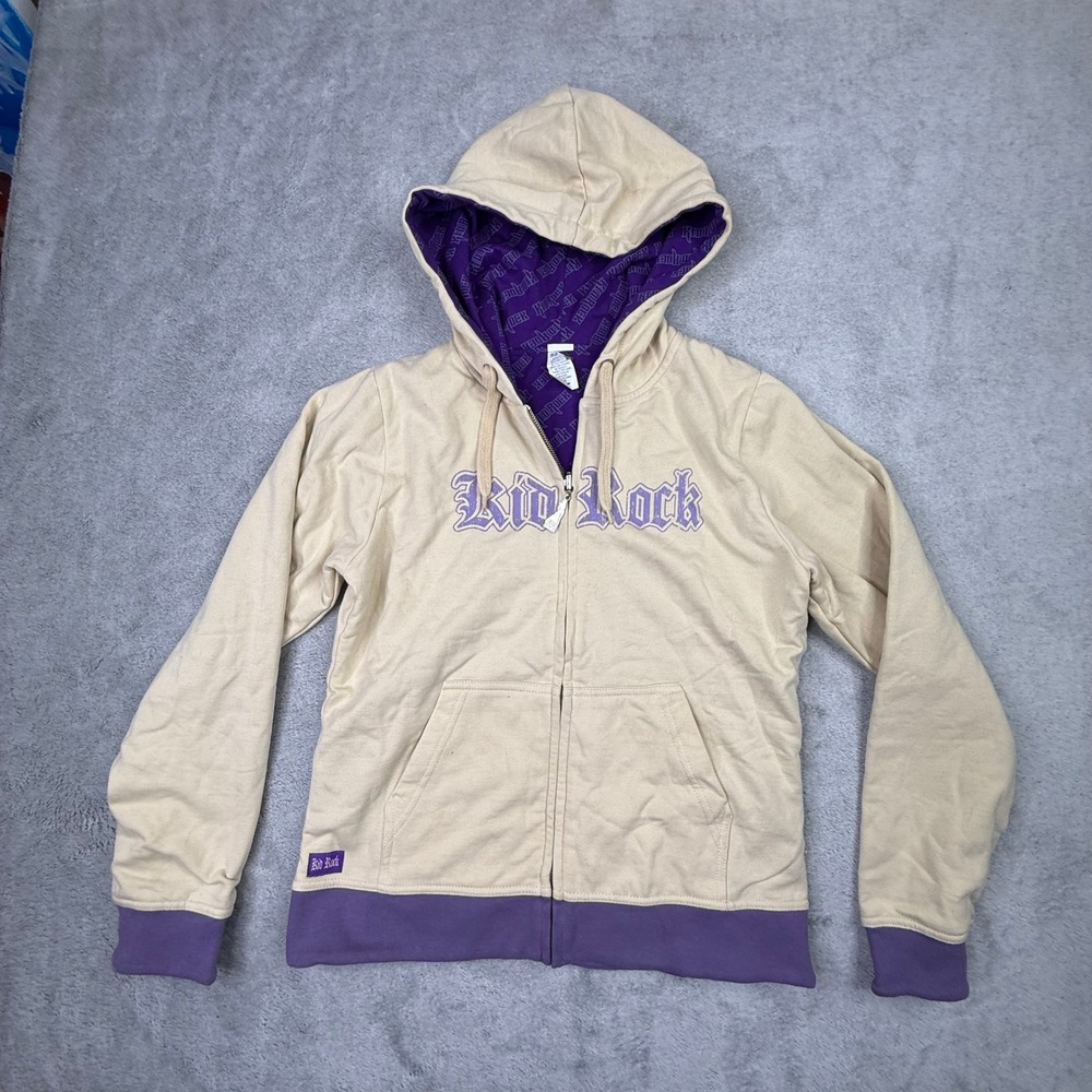 Vintage Kid Rock Zip Hoodie Skull Graphic Y2K Era Rare Purple Lined